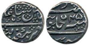 Mysore Mint, Silver ¼ Rupee, 2.78g, in the name of Shah Alam II, RY 45 (KM 205). About Ext