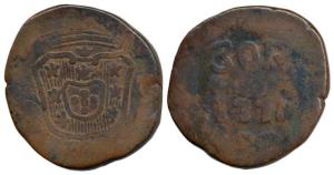 Goa, Jose I, Copper 30 Reis or ½ Tanga, 20.77g, 1774, crowned arms on obv., value and date