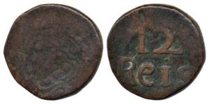 Goa, Copper, 12 Reis, 8.18g, crowned arms on obv. About Very Fine, Scarce.