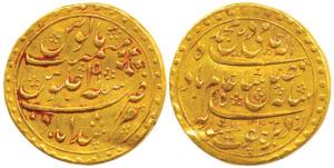 Murshidabad Mint, Gold Mohur, 12.31g, in the name of Shah Alam II, AH 1202/19 (KM 94). Com