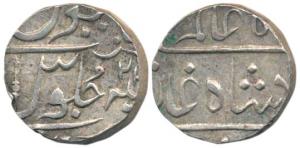 Jambusar Mint, Silver Rupee, 11.57g, in the name of Shah Alam II, a spear as mint mark on 