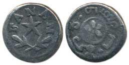 Silver Fanam, 0.91g, 1st issue, 1807, plain edge (Prid 167). About Very Fine, Rare.