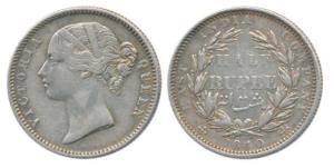 Victoria Queen, Silver ½ Rupee, 1840, divided legend, obv. WW incuse, rev. 24 Berries. Ver