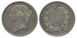 Victoria Queen, Silver ½ Rupee, 1840, divided legend, obv. WW incuse, rev. 24 Berries. Nic