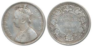 Victoria Queen, Silver Rupee, 1862, B / II / 0 / 6 dots. Very Fine, Extremely Rare.