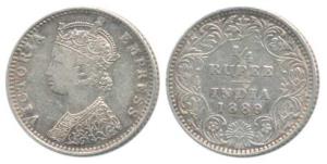 Victoria Empress, Silver ¼ Rupee, 1889, Bombay Mint, ’B’ incused. Very Fine+.