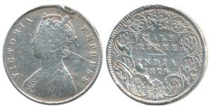 Victoria Empress, Silver ½ Rupee, 1879, A / I / ’C’ incuse. Ex Mount,Fine, Extremely Rare.