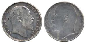 Edward, Silver Rupee, Error, Brockage, nice deep and complete lakhi impression on rev., th