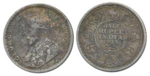 George V, Silver ½ Rupee, 1915, Calcutta Mint. Fine+.
