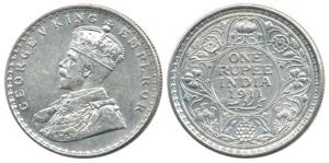George V, Silver Rupee, 1911, Calcutta Mint. About Extremely Fine.