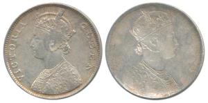 Victoria Empress, Silver Rupee, Error, Brockage, nice deep and complete lakhi impression o