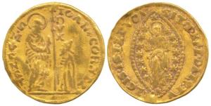 Austria, Gold Ducat, 3.43g, 19th century, Christ on obv. and two figures on rev. Ex-mount,