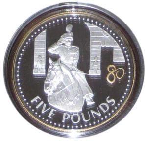 Bailiwick of Jersey, Elizabeth II, Silver 5 Pounds, 28.3g, 2006, rev. trooping the colour,