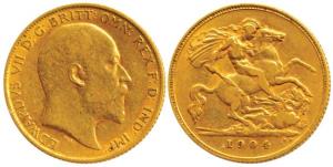 Great Britain, Edward VII, Gold ½ Sovereign, 4g, 1904, (KM 804). Very Fine+, Rare.