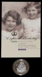 Jersey Alderney, Elizabeth II, Silver 5 Pounds, 28.3g, 2006, rev. the Queen and her sister