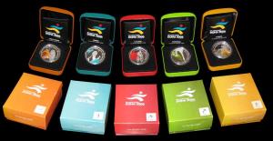 State of Qatar, Doha 15th Asian Games, Silver 1 ounce (5), 31.1g each, 10 Riyal, 2006, coa