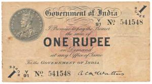 George V, Rupee 1, 1st issue, 1917, signed A. C. Mc Watters (J&R 1.2A). About Very Fine.