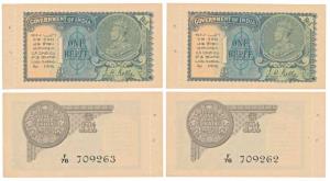 George V, Rupee 1, 2nd issue, 1935, signed J. W. Kelly, in order of 2 consecutive serial n