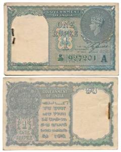 George VI, Rupee 1 bundle, 1944, signed C. E. Jones, Inset A, (J&R 1.1C). About Uncirculat