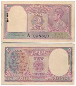 George VI, Rupees 2 bundle, 1944, signed C. D. Deshmukh, (J&R 2.2). About Uncirculated, Ve