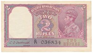 Burma George VI, Rupee 1, signed C. E. Jones, red overprint Military Administration Legal 