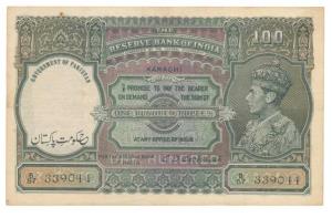 Pakistan, George VI, Rupees 100, 1948, signed C. D. Deshmukh, Karachi, Government of Pakis