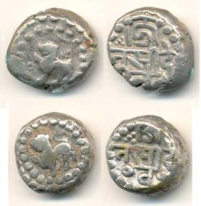 Chowhans of Ranthambhor, Jaitra Simha (c. AD 1275), Silver Drachma (2), obv. lion facing l