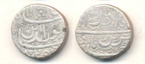 Jahangir, Silver Rupee, Ahmedabad Mint, Muzaiyan couplet, Month Azar, AH 1025 (KM 149.2). 