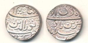 Jahangir, Silver Rupee, Ahmedabad Mint, Muzaiyan couplet, Month Di, (KM 149.2). Extremely 