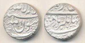 Jahangir, Silver Rupee, Ahmednagar Mint, Kalima on rev., name of Jahangir spelled as Burha