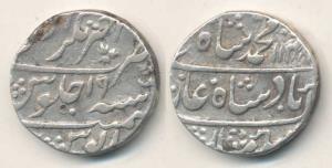 Muhammad Shah, Silver Rupee, Akhtarnagar Awadh Mint, AH 1146/19, Sahib-e-Qiran type. Very 