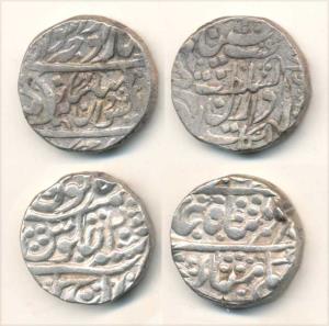 Silver Rupee (2), in the name of Muhammad Akbar II; Sheodan Singh, Silver Rupee, with the 
