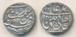 Najibabad Mint, Silver Rupee, in the name of Shah Alam II, R.Y 42, vertical fish as mint m
