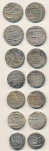 Silver Rupee (7), an assorted lot of different rulers and mints. Very Fine+.