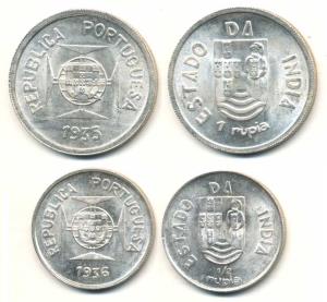 Silver Rupia and ½ Rupia, 1935 and 1936 (KM 23, 22). About Uncirculated. (2)