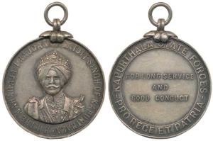 Kapurthala, Long Service and Good Conduct Medal (Military), Silver, 35mm, obv. Jagatjit Si