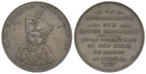 Sirohi, Silver Weighment Medal, Silver, 30mm, obv. bust of child Maharaja Tejsinghji facin