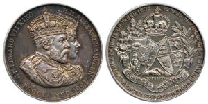 Edward VII Coronation Medal 1902, Silver, obv. conjoined bust of Edward VII and Queen Alex
