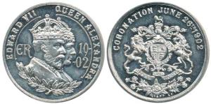 Edward VII Coronation Medal , White Metal, 22.42g, conjoined busts of Edward VII and Queen