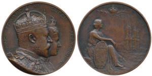 Edward VII Coronation Medal, Copper 15.54g, obv. conjoined bust of Edward VII and Queen Al