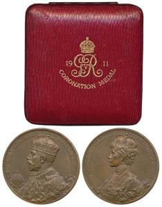 George V Coronation Medal 1911, Copper, obv. crowned bust of George V, Queen Mary on rev.,