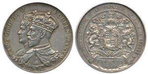 George V Coronation Medal, Silver, obv. conjoined bust of George V & Queen Mary, coat of a
