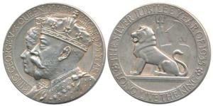 Silver Jubilee Medal of George V, Silver, 24.93g, conjoined bust of King George V and Quee