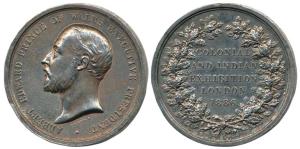 Colonial and Indian Exhibition London Medal 1886, Silver Gilt-Copper, 52mm, obv. bust of A