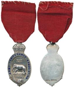 Army Temperance Association, Silver Medal, Elephant in center, with India written below an