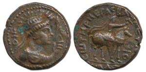 Kushanas, Soter Megas, alias Wima Takto, (c. 80-100 AD), Copper, 8.4g, bust of the Kushan 