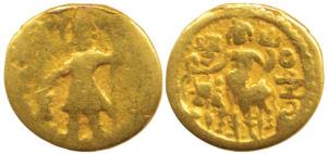 Kushanas, Vasudeva I (c. 192-225AD), Gold ¼ Dinar, 1.70g, obv. king nimbate, diademed and 