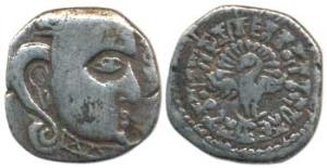 Guptas, Kumaragupta I Mahendraditya, Silver Drachma, 2g, obv. bust of the king facing righ