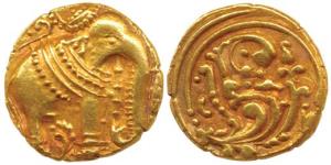 Western Gangas, (10th-11th century) Gold Gajapati Pagoda, 3.86g, obv. caparisoned elephant