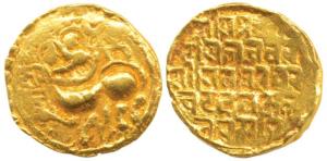 Kadambas of Goa, Sivachitta (11th century AD), Gold Pagoda, 4.4g, obv. lion standing to le
